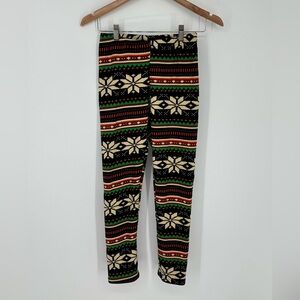 Docele Womens OS Christmas Faux Fur Lined Holiday Leggings K2